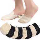 Half Toe Socks Womens for Mules, Non Slip No Show Black Nude 8 Pairs