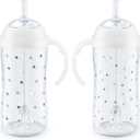 NUK Learner Straw Cup, 10oz, 2-Pack - Toddler Sippy Cup with Soft Straw for Easy Drinking, Suitable for Ages 8 Months and Up, Timeless Collection