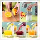 Electric Citrus Juicer, USB-C Rechargeable Portable Orange Juicer, One-Touch Cordless Juice Squeezer for Lemon, Lime & Citrus Fruits, Compact Travel Juicer for Home, Office & Camping