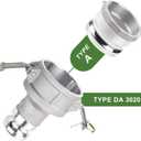 Camlock Fittings Type DA 3 Female Camlock 2 Male Camlock Cam and Groove Hose Fittings, Aluminum Material, Reducer, 125PSI
