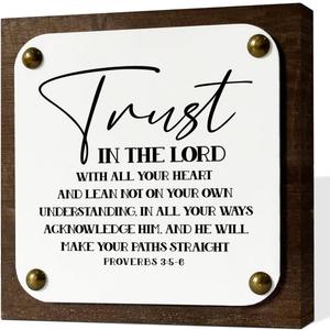 Religious Decor, Bible Verse Decor, Scripture Sign, Trust in The Lord Sign, Wooden Box Signs Decors Art, Religious Wood Plaque (Christian Sign 01)