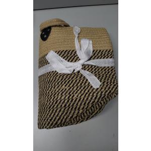 Jute Rope Basket - 12"x12" Woven Plant Pot Cover, Boho Indoor/Outdoor Multifunctional Storage (middile, Brown and black)