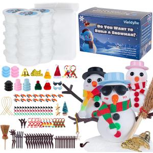 15 Pack Build a Snowman Kit, DIY Christmas Crafts for Kids & Adults, Christmas Stocking Stuffers, Air Dry Modeling Clay Snowman Making Kit, Kids' Xmas Snowman Crafts Gift for School Winter Party Fun