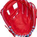 Wilson | A500 | Adult + Youth Baseball Glove + Mitt | Red/Blue/White, 11.5" | Infield, Right Hand Throw 
