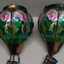 DREAMSOUL 2PCS Hummingbird Hot Air Balloon Solar Lantern, Hanging Glass Solar Lanterns Outdoor Waterproof for Garden Tree