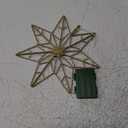 YEAHOME Christmas Tree Topper, Gold Glittered Hollow 7-Point Star Tree Topper, Lighted Wire Star with 20 LED Lights for Christmas Treetop, Xmas Tree Topper with Timer, Christmas Tree Decorations