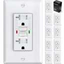 ELECTECK 10 Pack GFCI Outlet 20 Amp, Tamper Resistant (TR), Self Test GFI Receptacles with LED Indicator, Ground Fault Circuit Interrupter, Decor Wall plate Included, UL Listed, White