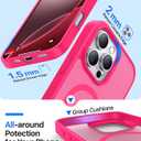2 x Magnetic for iPhone 16 Pro Case, [Compatible with MagSafe][Military-Grade Drop Protection][Anti-Yellowing] Shockproof Protective Translucent Matte Cover for iPhone 16 Pro Phone Case,Hot Pink