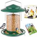 iBorn Metal Bird Feeders for Outdoors Hanging,Wild Bird Feeders for Cardinal,18cm Large Roof&Tray New Green 6 Port (Seed is not Included) (6Port,2.2lb,PC tube)