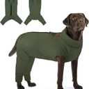 KOESON Dog Recovery Suit Hind Leg, Recovery Sleeve for Female Male Dogs, Pet Leg Sleeve to Stop Licking, Pet Rear Leg Wound Cover, Dog Spay Onesie for Wound Heal Care (XXX-Large, Army Green)