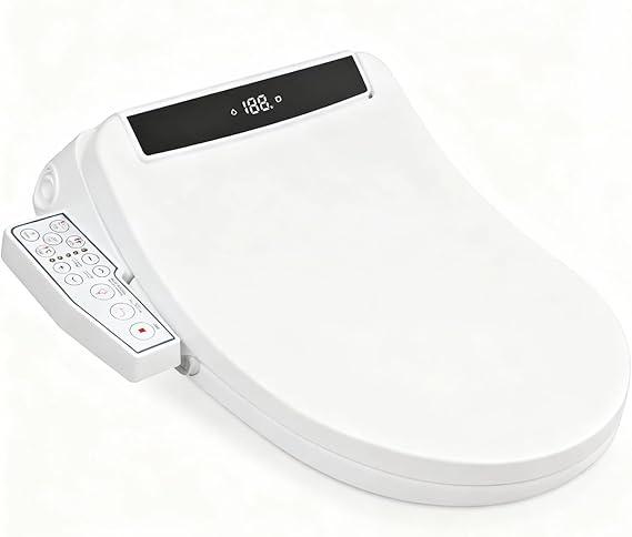 Electric Smart Toilet Seat, Upgraded Heated Bidet with Adjustable Instant Warm Water and Warm Dryer, Night Light, Slow Close Lid (Elongated2 (Side Arm Control))