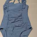 NECIOUS Girls Swimsuit Ruffle Adjustable Straps One Piece Bathing Suit Solid Color Ruched Girls' Swimwear 9-16Y