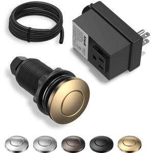 Garbage Disposal Air Switch Kit - UL Listed Wireless Sink Top Button, Champagne Bronze Finish, Compatible with Delta Faucet Champagne Bronze, Universal Design for All Garbage Disposals
