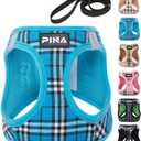 PINA Dog Harness for Small Dogs No Pull, Small Dog Harness and Leash Set, No Choke Breathable Mesh Dog Vest Harness, Lightweight Adjustable Small Medium Dog Harness - Easy to Put On and Take Off (S (Neck:10-13" , Chest:14-17"), Sky Blue Plaid)
