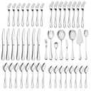 HaWare 48 Pieces Silverware Set with Serving Utensils, Stainless Steel Fancy Flatware Cutlery Set for 8, Traditional Elegant Style Tableware Eating Utensils, Mirror Polished & Dishwasher Safe