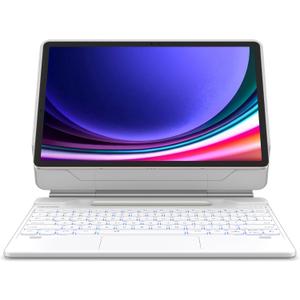 Dexnor for Samsung Galaxy Tab S10+ / S9+ / S8+ / S7+ Case with Keyboard, 12.4'' Floating Cantilever Magnetic Stand, Multi-Touch Trackpad, S Pen Holder - White