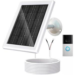 Ring Solar Charger 5W 12VAC Compatible with Ring Video Doorbell 3/ 3+/ 4, Battery Video Doorbell Pro, 16.4ft Waterproof Charging Cable, 360°Adjustable Mount (White, 1 Pack)