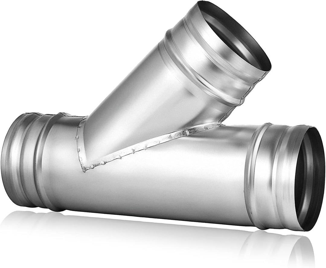 Tatuo 4'' Duct Splitter 3 Way Hose Connector Metal 45 Degree Y Shaped 4 Inch Duct Connector for Exhaust Fan Dryer Vent Hose Split Ventilation Intake Outlet Kitchen and Bathroom Applications