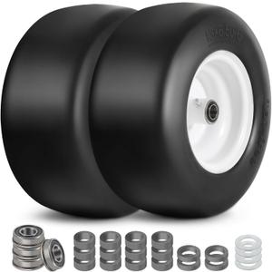 13x6.50-6 Flat Free Tire and Wheel with 3/4" & 5/8" Bearings, 13x6.50-6 Lawn Mower Tires for Zero Turn Mower, Riding Lawn Mower for Commercial Grade Lawn, Garden, 4"-7.2" Centered Hub (2 Pack)