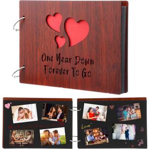 Our First Year Scrapbook, 1-Year Down Photo Album for Couples Handmade DIY Memory Notebook Family Photo Album for Couples Husband Wife Memory Book (One Year Down)
