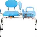 360 Swivel & Sliding Tub Transfer Bench  450 lbs Capacity, Foam Padded Seat with Backrest, Pivoting Arms, Height Adjustable, for Seniors & Mobility Assistance