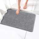 Soft Microfiber Bathroom Rugs, 17 x 24 Inches Non Slip Bath Mat for Door, Bathroom & Bedroom with Water Absorbent, Machine Washable (Gray) (Grey)