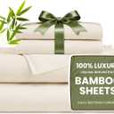 4 Piece King Sheet Set, 100% Rayon Derived from Bamboo, Cooling & Breathable, Soft Silky Deep Pocket up to 16", Hotel Luxury Bedding for Hot Sleepers, Beige