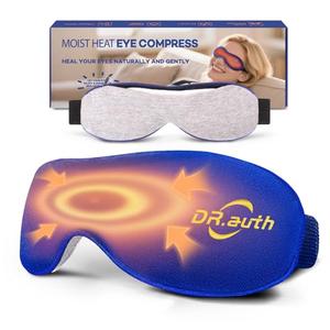 Heated Eye Mask - Microwave Hot/Warm Compress for Dry Eyes, Stye, Chalazion, Blepharitis & MGD Relief, Reusable Moist Heat Therapy Pad, Washable Cover, Ergonomic Fit, Adjustable Strap, Comfort Blue