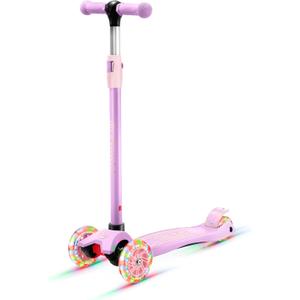 3-Wheel Kids Scooter - Lean-to-Steer Technology, Adjustable Height Handlebar, Wide Anti-Slip Deck, Scooter for Boys & Girls Ages 3+, Child Safety Approved, Support Riders Up to 165 lbs, Purple (Purple)
