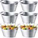 meekoo 6 Pcs Plastic Ice Buckets Bulk with Handles 4.5L Oval Storage Tub Large Capacity Ice Drink Bucket for Easter Summer Party Bar Wine Beer Champagne Beverage Bottle Cooler(4.5 L, Metal)