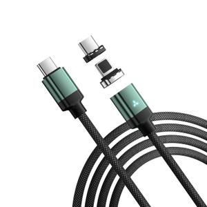 ZBF 100W USB C Magnetic Charging Cable,2 in 1 Magnetic Phone Charger Cable for Type C(1- Pack 6.6FT),USB-C to USB-C Cable 5A Fast Charging for iPhone 17 16 15,14,13 Pro Max, Mac Book Pro, iPad