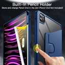 JETech Rotating Case for iPad Pro 11-Inch 2022/2021(4th/3rd gen) with Pencil Holder, 360 Degree Rotation Protective Stand Cover Clear Back, Auto Wake/Sleep (Navy)