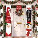 Sumind 3 Pieces Christmas Porch Sign Decorations, Merry Christmas Door Sign Welcome Xmas Santa Claus Snowman Door Banner Hanging for Home Wall Holiday Party Indoor Outdoor Decor