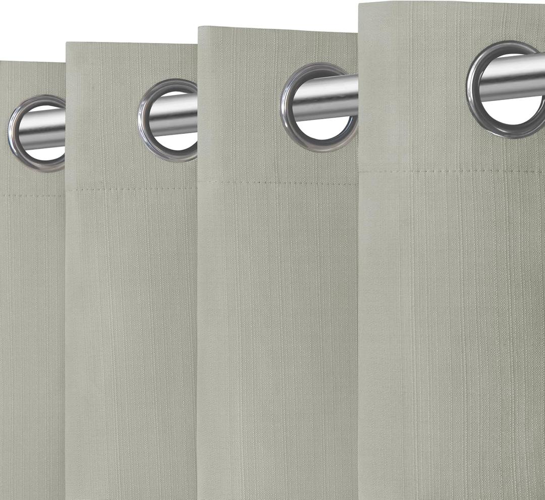 Easy-Going Linen Look Blackout Curtain Grommet Window Curtain Drapes for Bedroom, Living Room Thermal Insulated Room Darkening (2 Panels, 42x63 Inch, Stone)