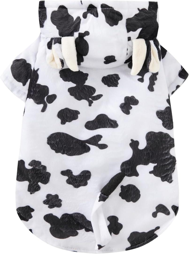 Dog Cow Costume Halloween Hoodie (X-Large) (White)