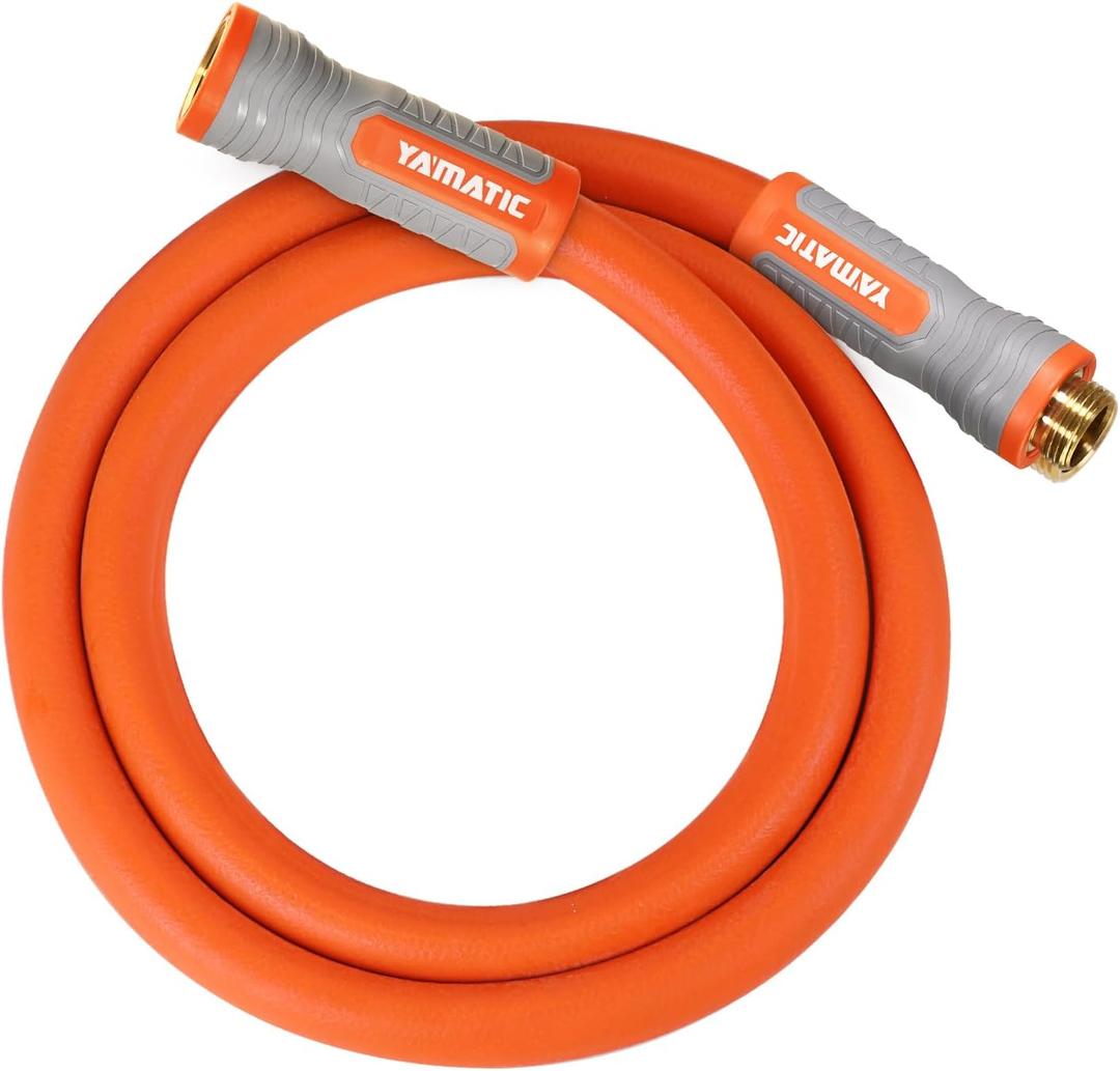 YAMATIC Heavy Duty Short Garden Hose 5/8 in x 5 ft, Super Flexible Leader hose,All-weather, Lightweight, Burst 600 PSI (Orange)