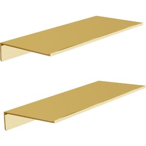 Metal Wall Shelves Set of 2, Brushed Gold Floating Shelf, 30CM Wall Decorative Shelf for Photos, Collectibles, Vases, Trinkets, Crafts, Trophy, etc. Shower Caddy (11.7 x 4.9 inch)