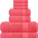 GLAMBURG Ultra Soft 8-Piece Towel Set - 100% Pure Ringspun Cotton, Contains 2 Oversized Bath Towels 27x54, 2 Hand Towels 16x28, 4 Wash Cloths 13x13 - Ideal for Everyday use, Hotel & Spa - Coral Orange