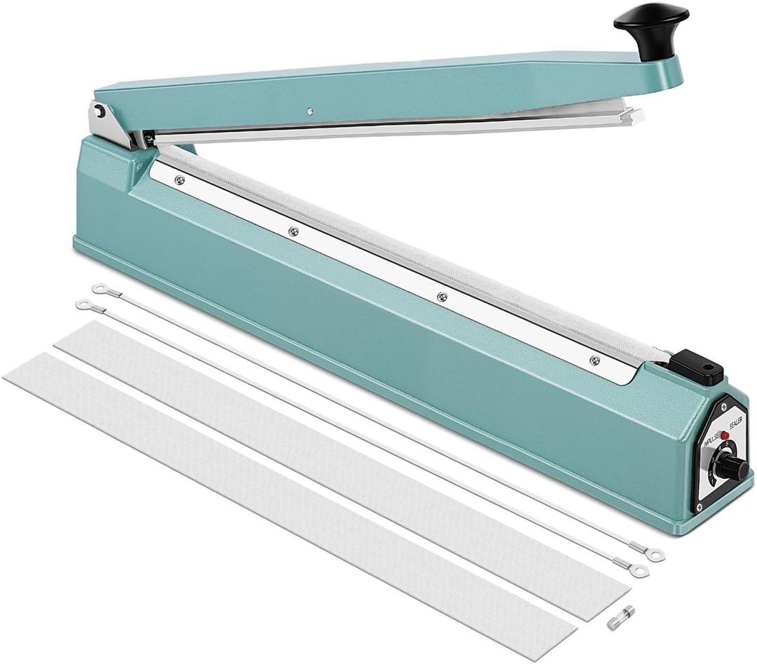 Flexzion Impulse Sealer 20 Inch (500mm) 750W Heat Sealer Machine with Adjustable Heating Mode, No Warm Up Needed, Portable Bag and Seal Impulse with Replacement Element Grip and Teflon Tape
