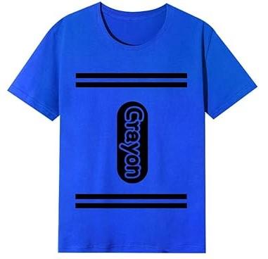 Crayon Shirt Crayon Matching Halloween Costume Couple Group T-Shirt, Size L Color Blue