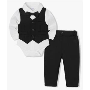 Baby Boy Clothes Suits Infant Gentleman Wedding Outfit Formal Dress Shirt Vest Bowtie Pants 4Pcs Baby Suit Sets 90