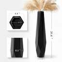 Large Floor Vase 31.5" Matte Black, Resin Geometric Faceted Vase with Angular Multi-Surface Design for Dried Pampas Grass Branches, Modern Decor for Living Room Corner