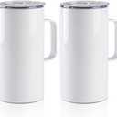 PYD Life 4 Pack Sublimation Blank Tumblers 20 OZ White Mugs with Handle,Stainless Steel Coffee Travel Cups with Sliding Lid for Mug Tumbler Heat Press Sublimation Oven Printing