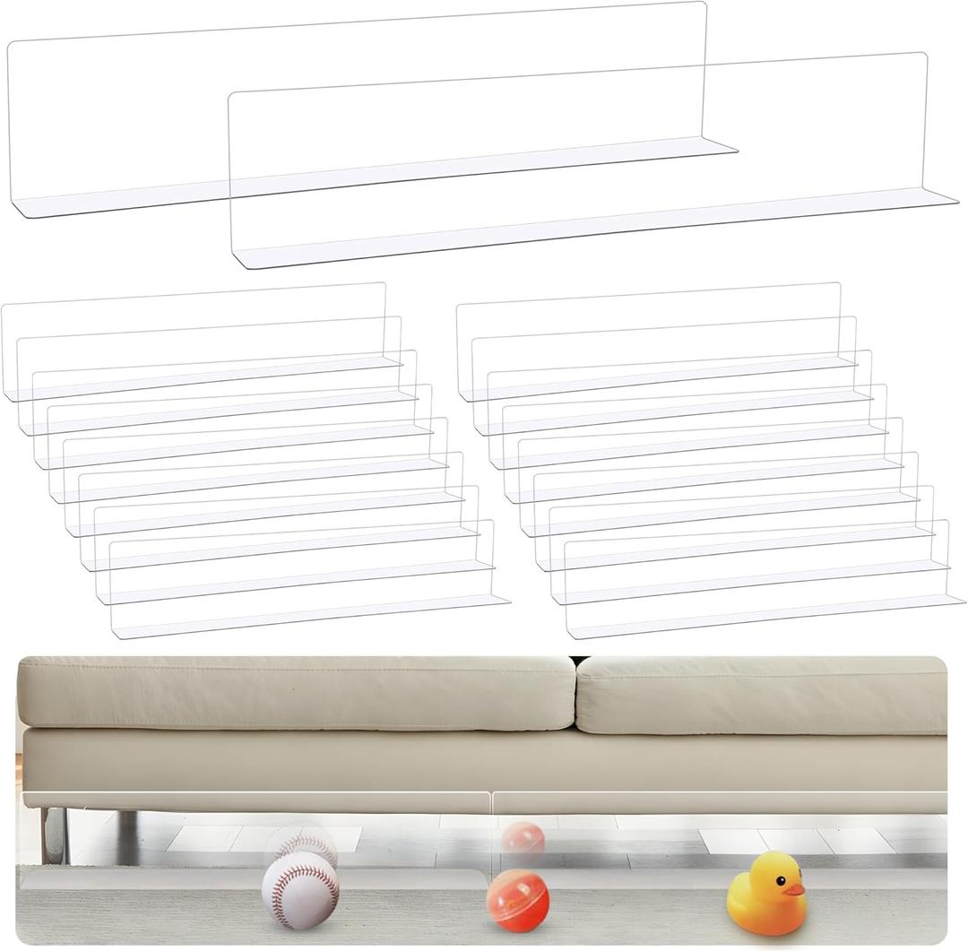 18 Packs Under Couch Blocker 15.8" L x 3.15" H Clear Toy Blockers for Furniture Transparent Sofa Blocker with Tape Stop Things from Going Under Sofa Couch Bed Furniture