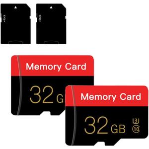 2 Pack Micro Memory Card 32 GB with Adapter, C10/U3/UHS-I/A1, TransFlash Card, TF Card for Camera, Smartphone, Tablet, Drone (Red 32GB *2)