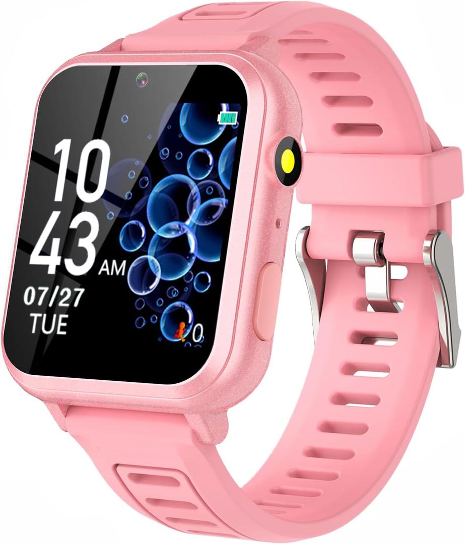 Wiszodet Smart Watch for Kids Gift for Girls Age 5-12, 1.54" Touch Screen Watch with HD Camera Video 39 Games Music Pedometer Flashlight Alarm Clock, Gifts for 7 8 9 10 Year Old Girls Boys