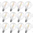 25 Pack G40 LED Replacement Bulbs,120V 0.5W,E12 Base,for Outdoor String Lights-2200K