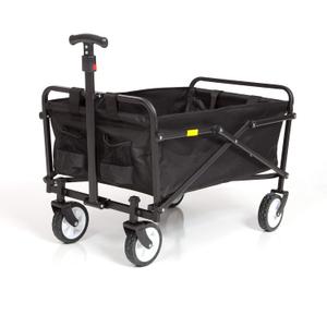 Seina Heavy Duty Collapsible Folding Powder Coated Steel Frame Compact Outdoor Garden Camping Utility Wagon with 150 Pound Load Capacity, Black
