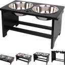HTB Elevated Dog Bowls,Raised Dog Bowl Stand with 2 Stainless Steel Bowls,Elevated Raised Dog Bowls for Large Medium Small Sized Dogs, 16Lb