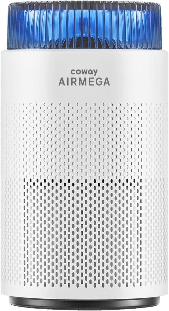 COWAY Air Purifiers for Home up to 810 ft, HEPA Filter and Carbon Filter for Smoke, Allergies, Pet Dander, Odor, AQI Monitor, Auto Mode, Timer, Filter Indicator, Night Light, 100 White